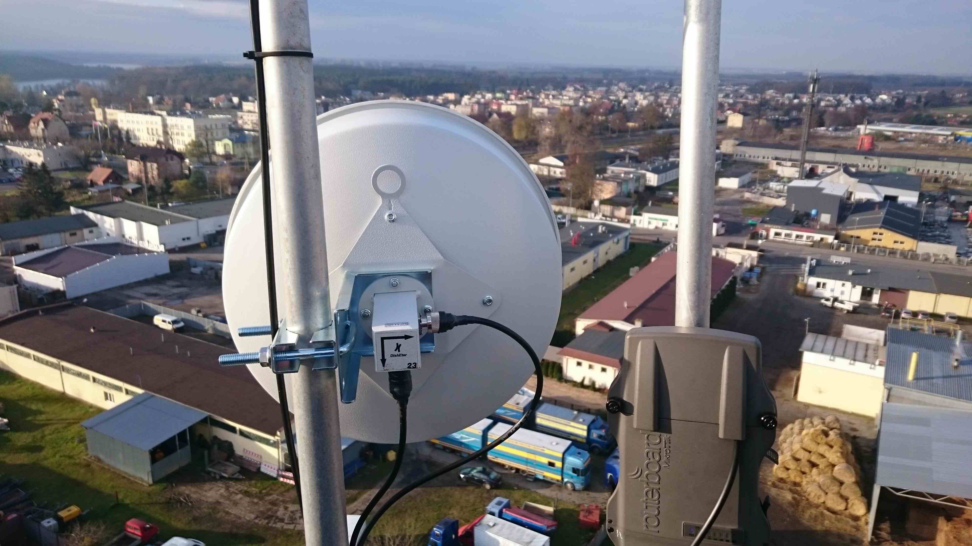 Close-up infrastruktury masztu